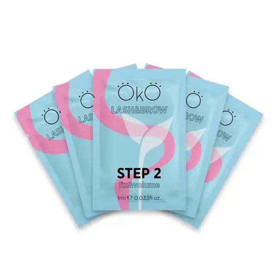 Засіб для ламінування вій та брів STEP 2 FIX&VOLUME, коробка з 5 саше